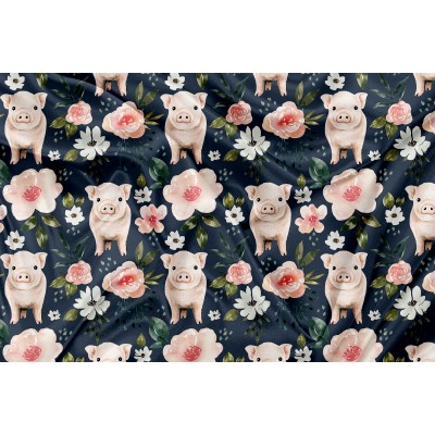 Printed Cuddle Squish Cochon Floral  - PRINT IN QUEBEC IN OUR WORKSHOP